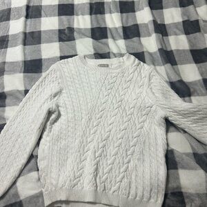 J. Crew Ivory Cable Knit Crewneck Sweater